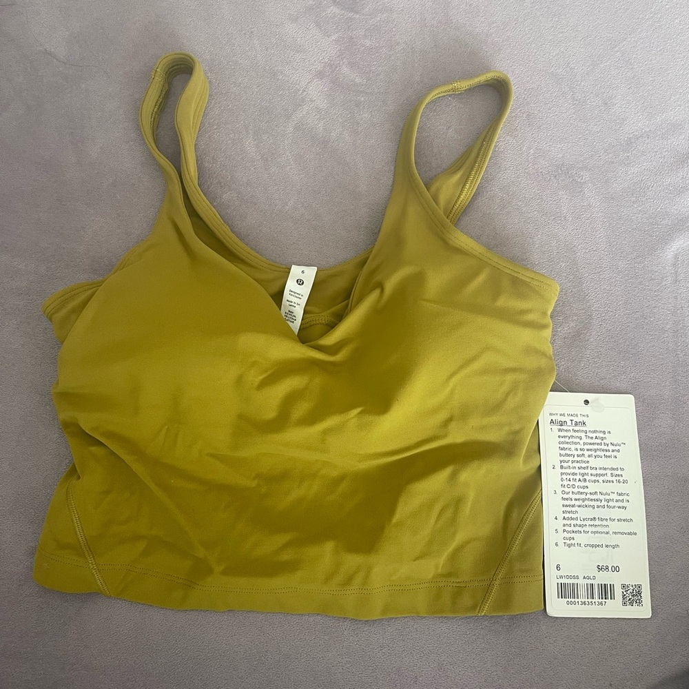 NWT Lululemon align tank top size 6